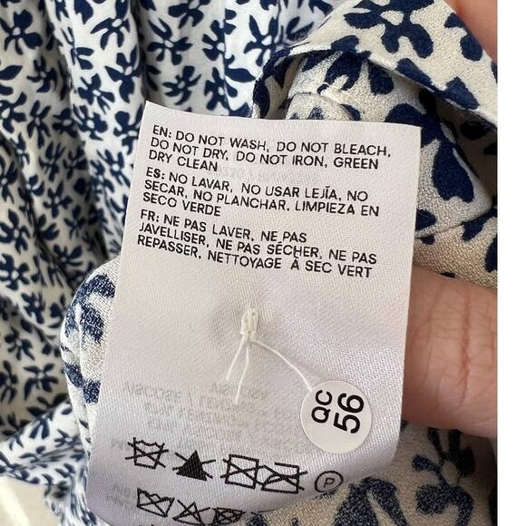 Reformation Adair Blue White Floral Button Front Midi Dress 12 Half Sleeve - Picture 8 of 8